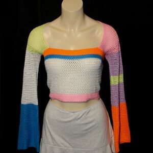 Multicolor crochet knit crop top
